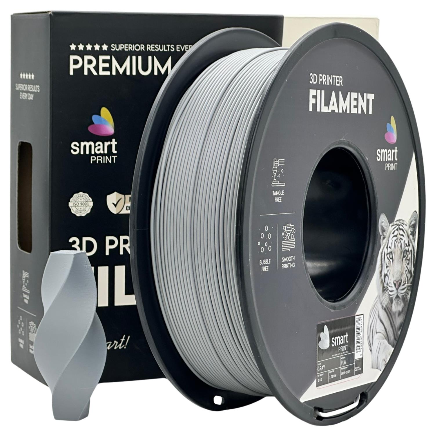 Bobina de filamento PLA cinzento, Smart Print, 1,75 mm