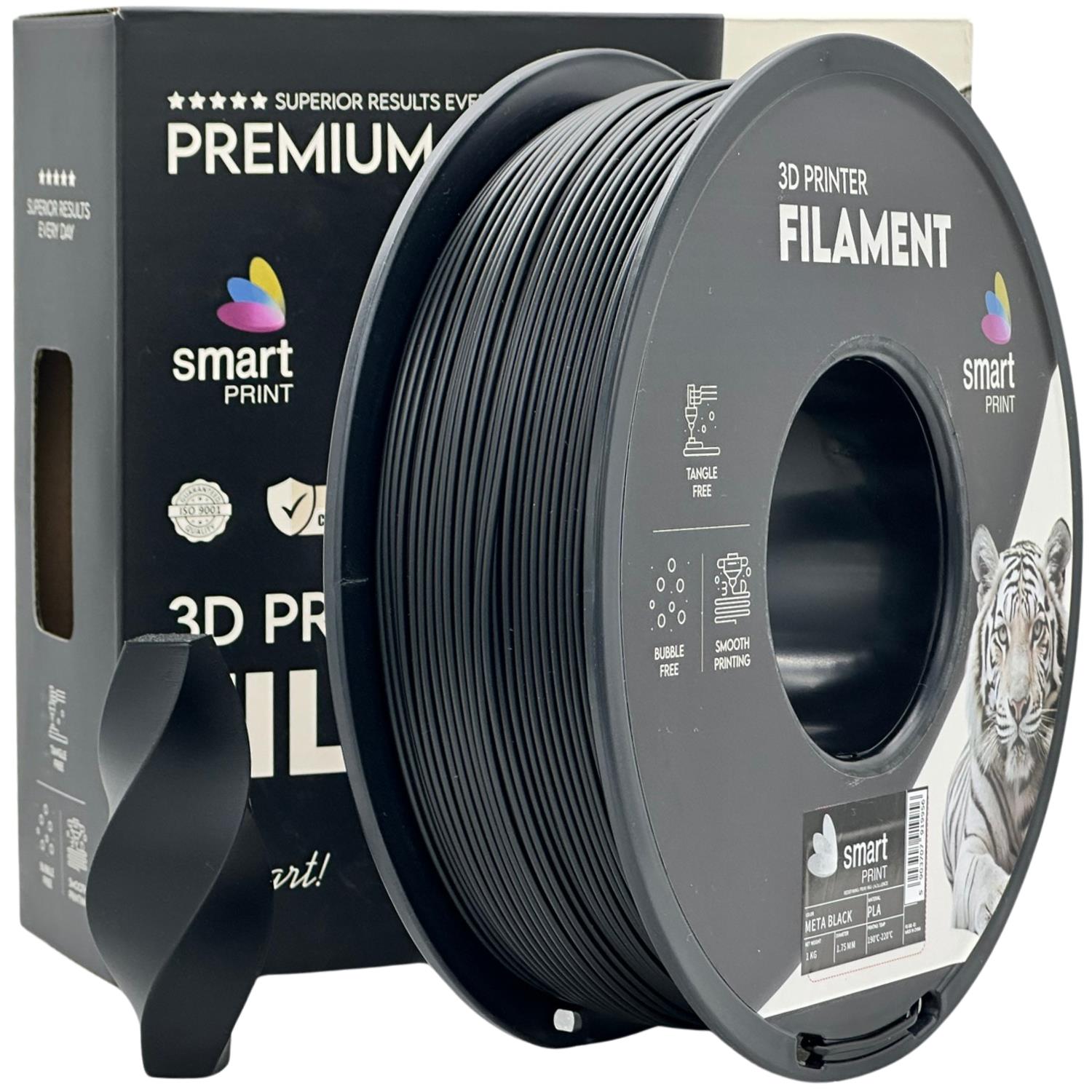 Bobina de filamento PLA META preto, Smart Print, 1,75 mm