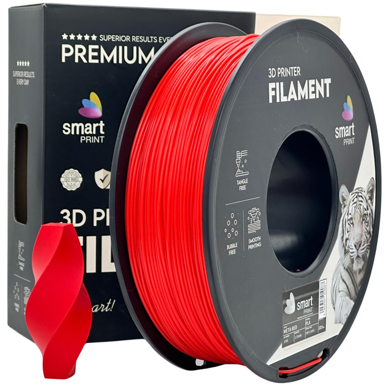 Bobina de filamento PLA META vermelho, Smart Print, 1,75 mm