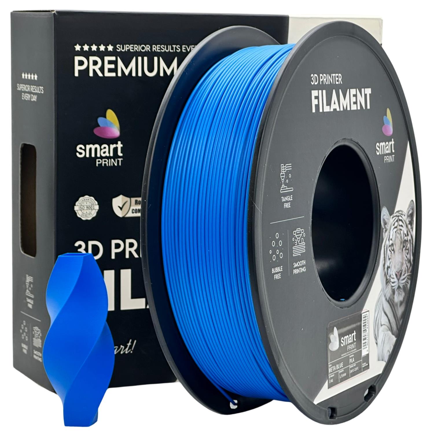 Spool of PLA META blue filament, Smart Print, 1.75 mm