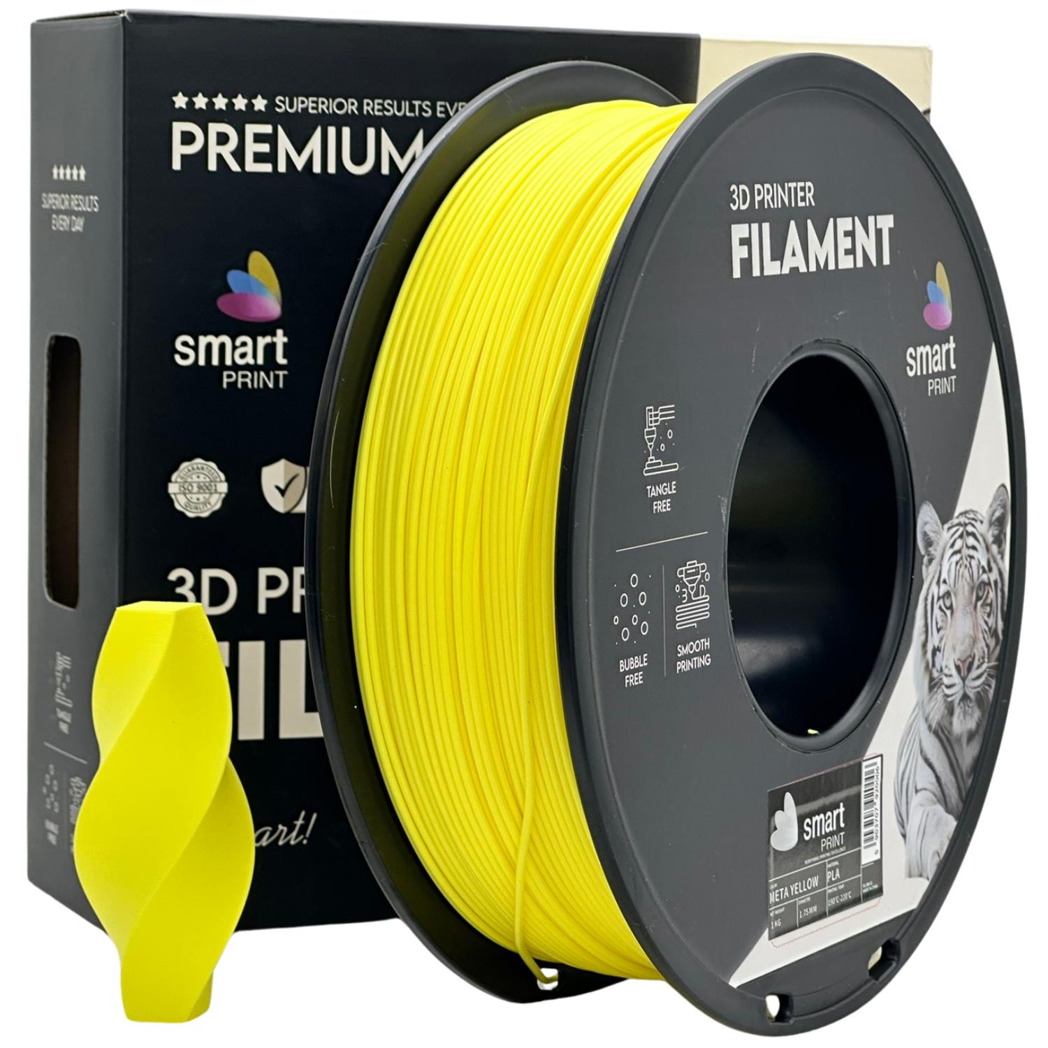 Spool of PLA META yellow filament, Smart Print, 1.75 mm