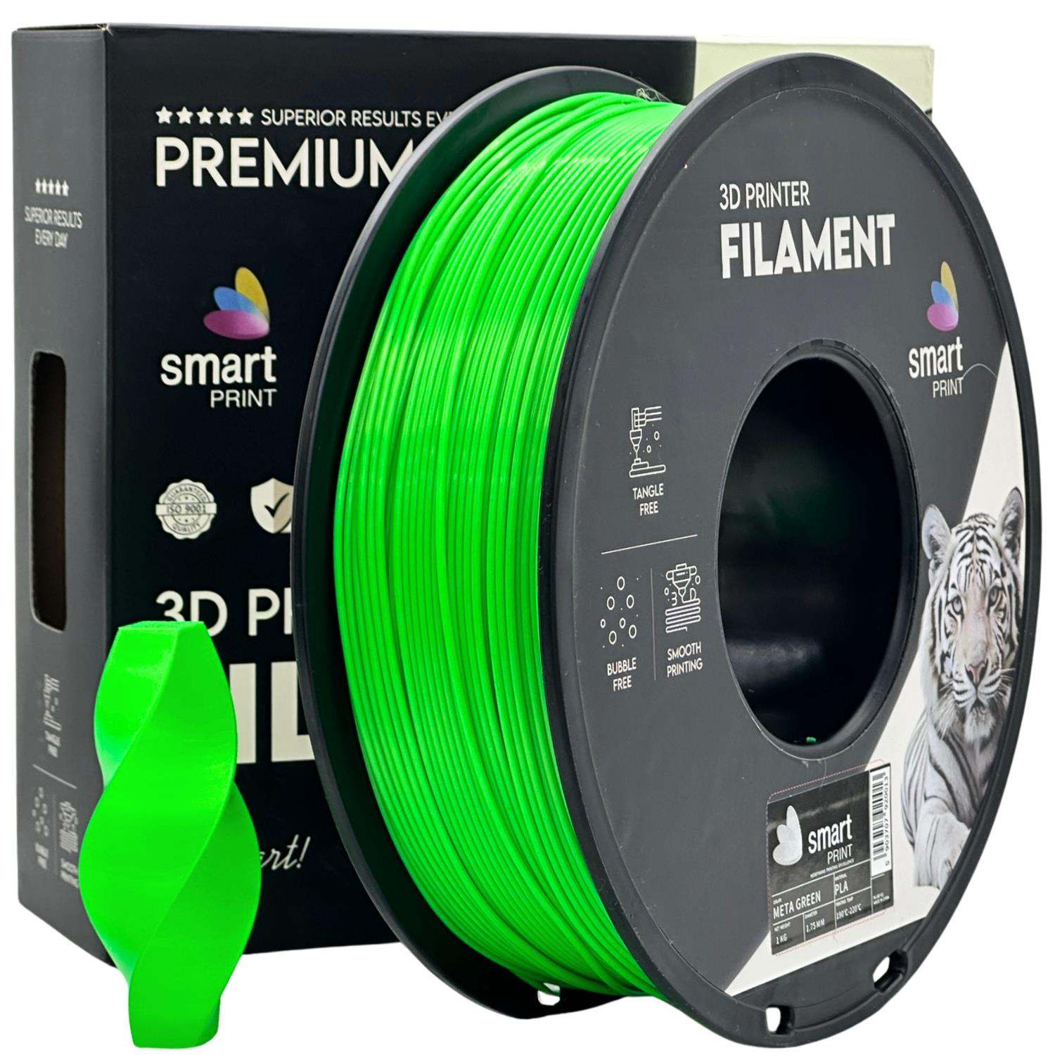 Bobina de filamento PLA META verde, Smart Print, 1,75 mm