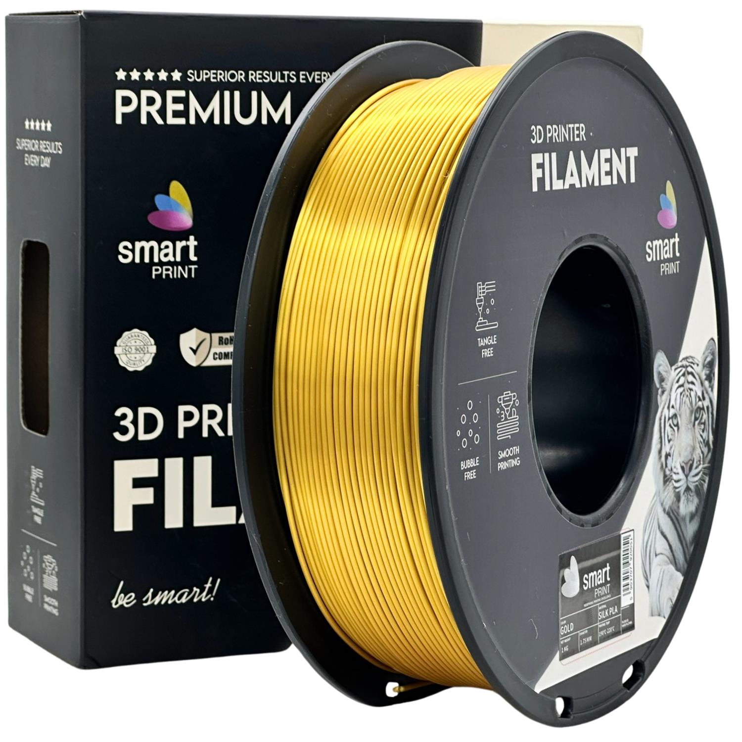 Spool of Silk PLA gold filament, Smart Print, 1.75 mm