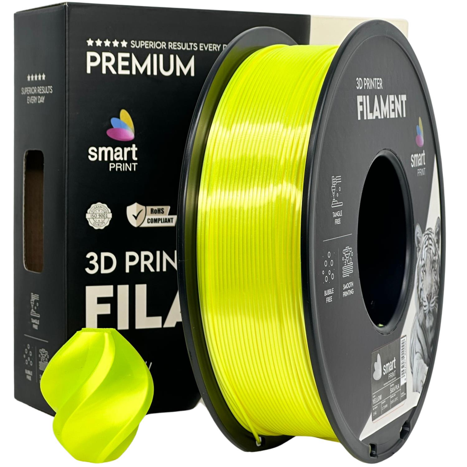 Bobina de filamento Silk PLA amarelo, Smart Print, 1,75 mm