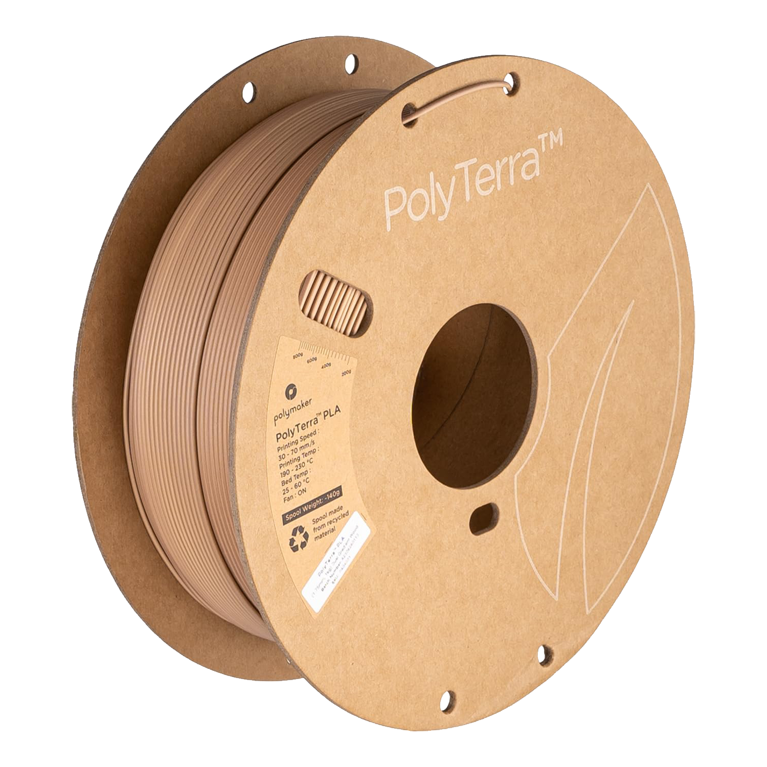 Spool of PLA wood gradient filament, Polymaker, 1.75 mm